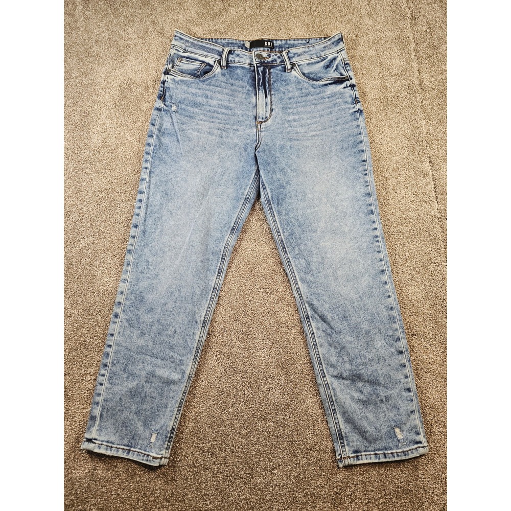 KUT from the Kloth High‎ Rise Straight Leg Light Wash Jeans Size 10 Distressed